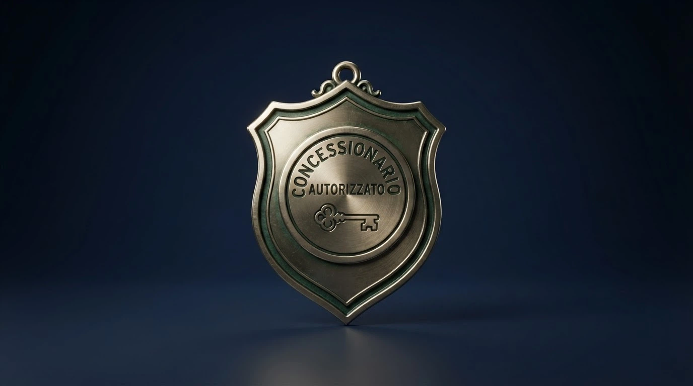 Il logo ufficiale dell'Agenzia delle Dogane e Monopoli accanto a un sigillo di certificazione con la scritta «concessionario autorizzato», su sfondo istituzionale blu