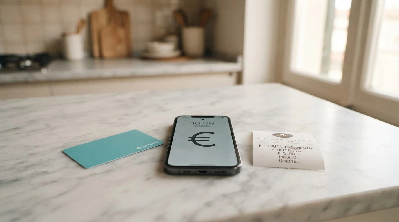 Una carta Paysafecard, uno smartphone con PayPal aperto e una ricevuta di ricarica Snaipay affiancati su un tavolo