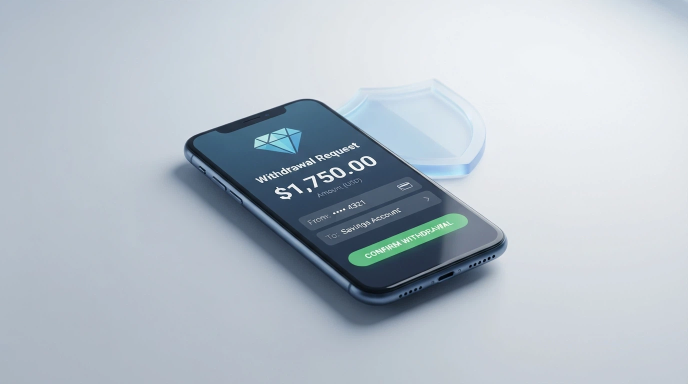 Sezione prelievi di un casinò online con un indirizzo Ethereum, l'importo in ETH e il pulsante di conferma