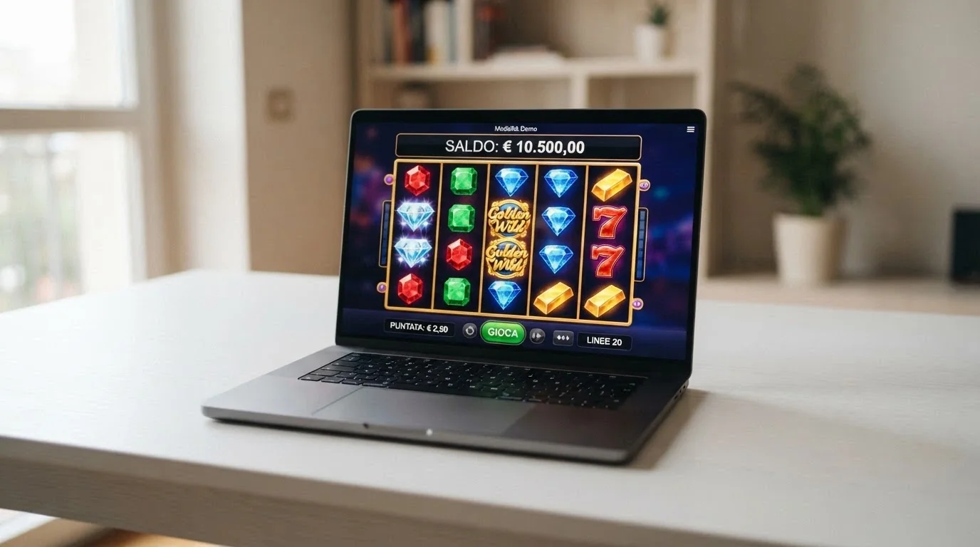 Slot BTG in modalità dimostrativa con saldo virtuale in alto e pulsante «Gioca con denaro reale» visibile