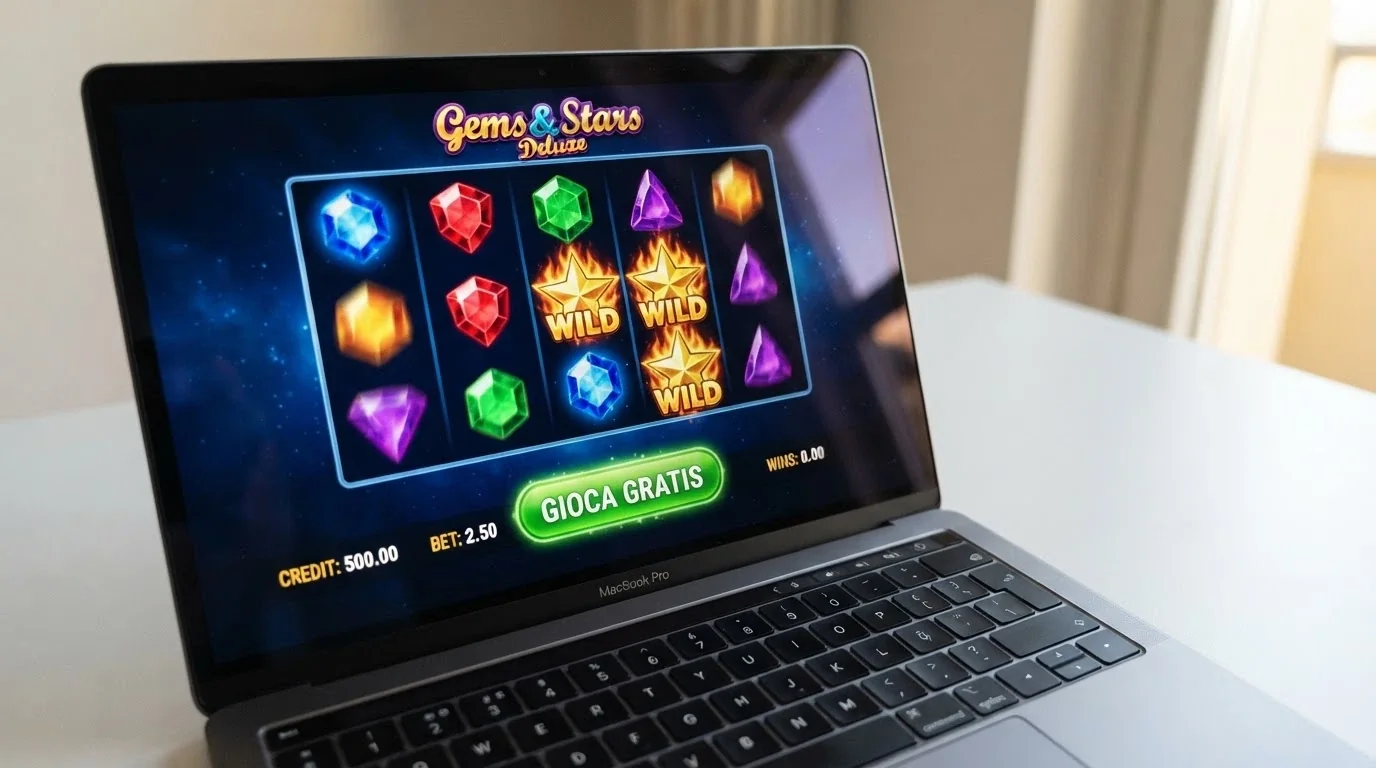 Una slot machine online in modalità demo con il pulsante «Gioca Gratis» evidenziato, nessun campo di login visibile, la grafica colorata di una slot in esecuzione