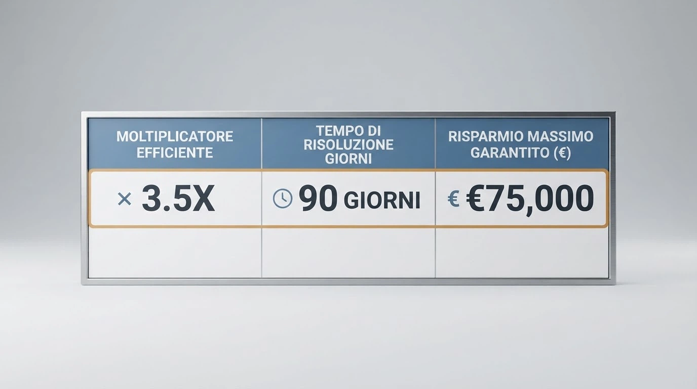 Una tabella su schermo con tre colonne: requisito di puntata, scadenza e incasso massimo, con numeri evidenziati