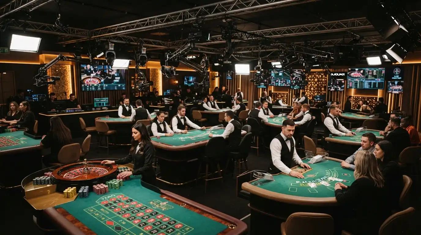 Tavoli da gioco live dealer con roulette, blackjack e baccarat in streaming HD